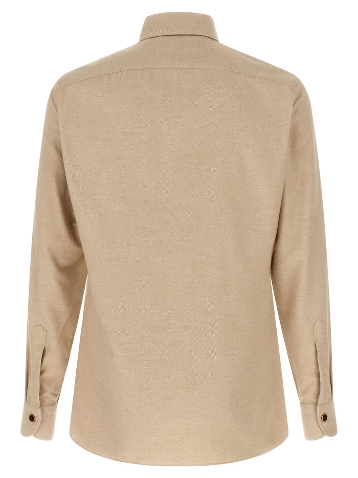 Flannel shirt Beige Cotton Shirt, Blouse