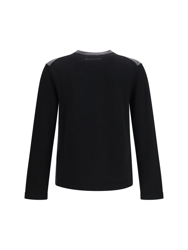 Crew-Neck Wool Sweater Black-Dark Grey Black/dark Merino