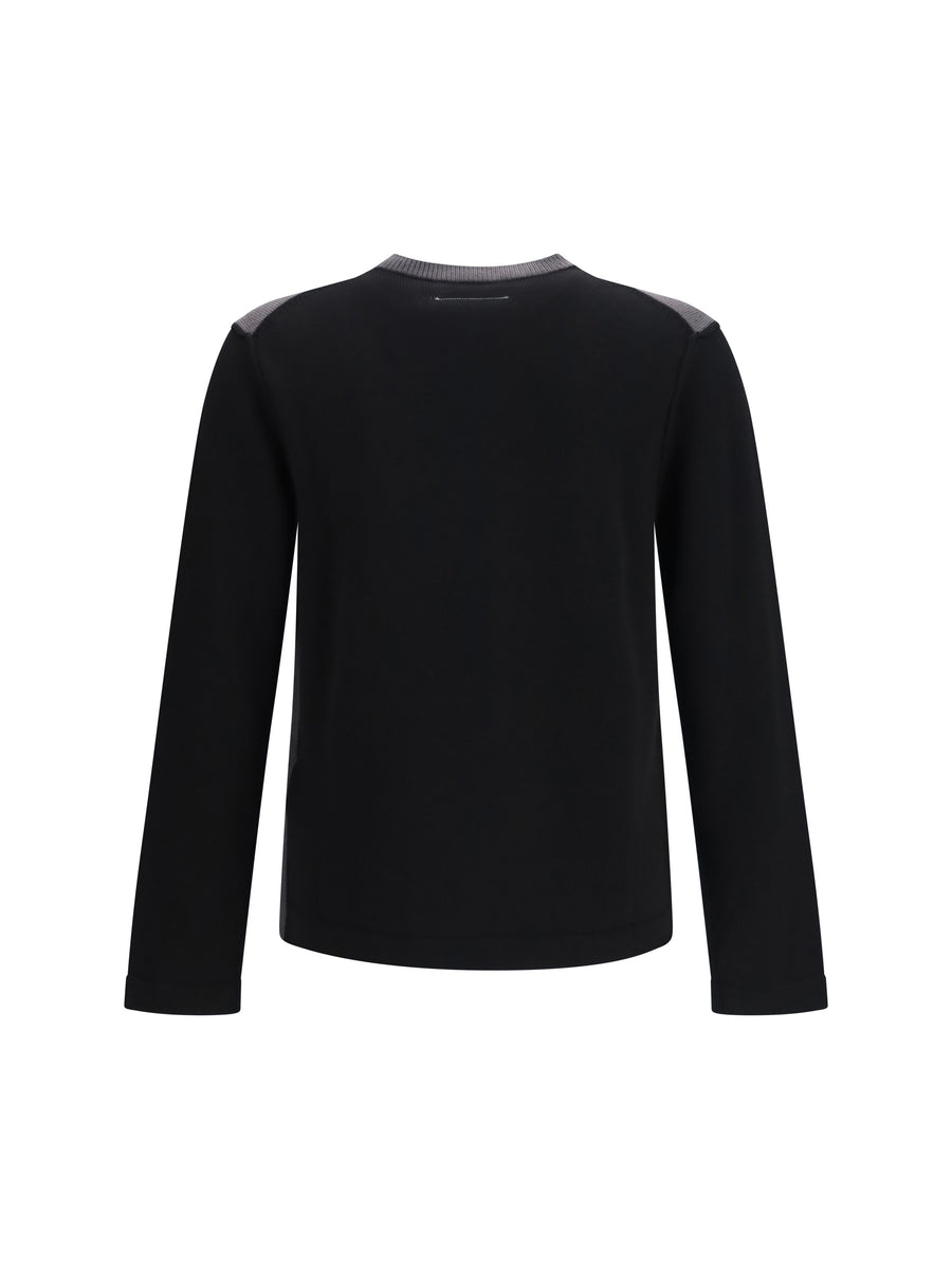 Crew-Neck Wool Sweater Black-Dark Grey Black/dark Merino