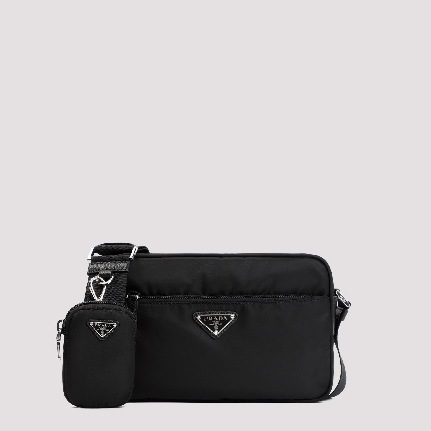Re-Nylon And Leather Shoulder Bag Black Polyamide