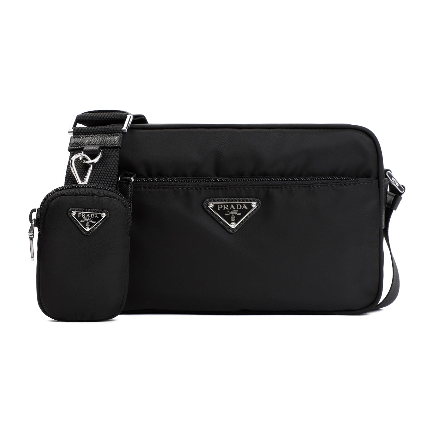 Re-Nylon And Leather Shoulder Bag Black Polyamide