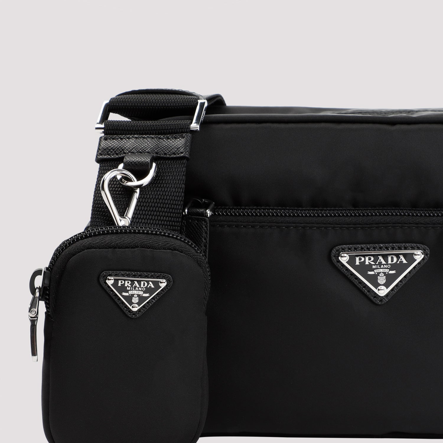 Re-Nylon And Leather Shoulder Bag Black Polyamide