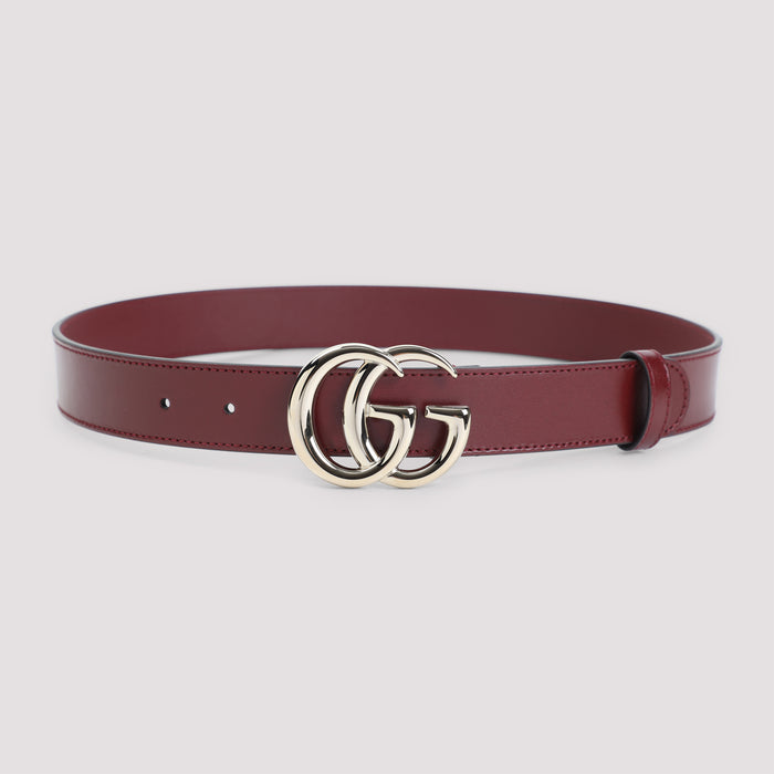 3 Cm Gg Gold Belt Red Calf Leather