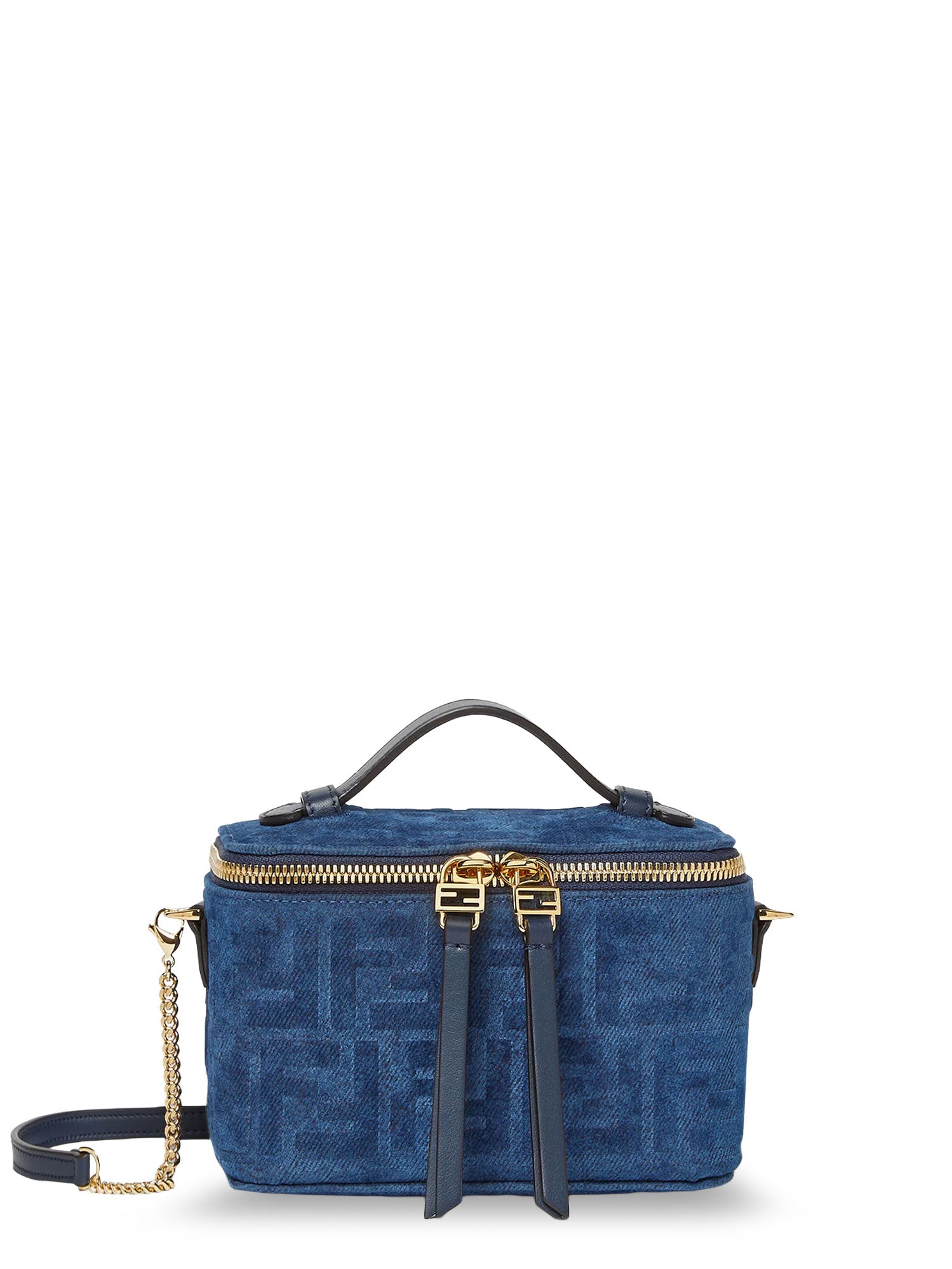 Fendi Bags Blu Abisso Tessuto Jacquard Ff/pelle