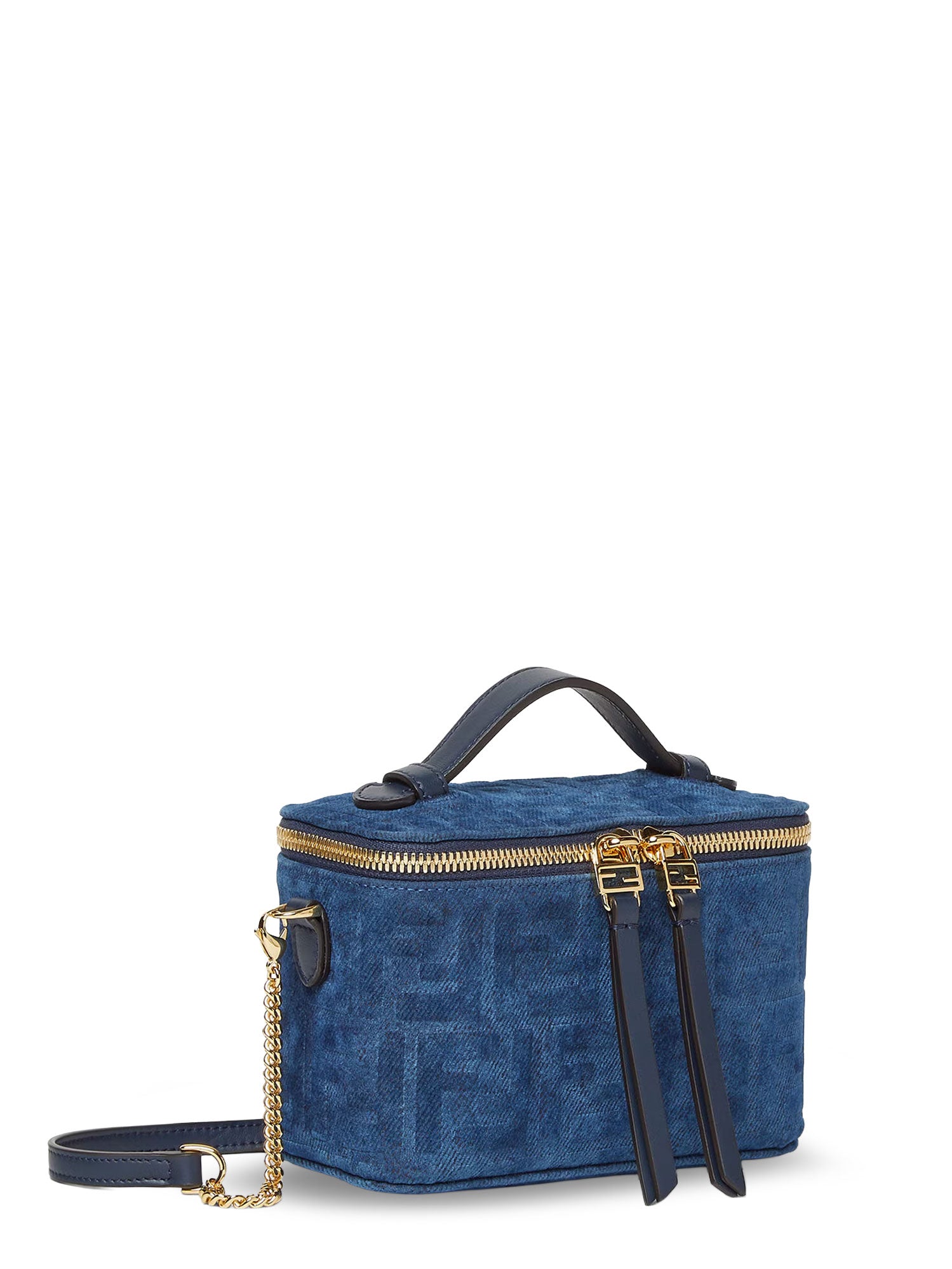 Fendi Bags Blu Abisso Tessuto Jacquard Ff/pelle