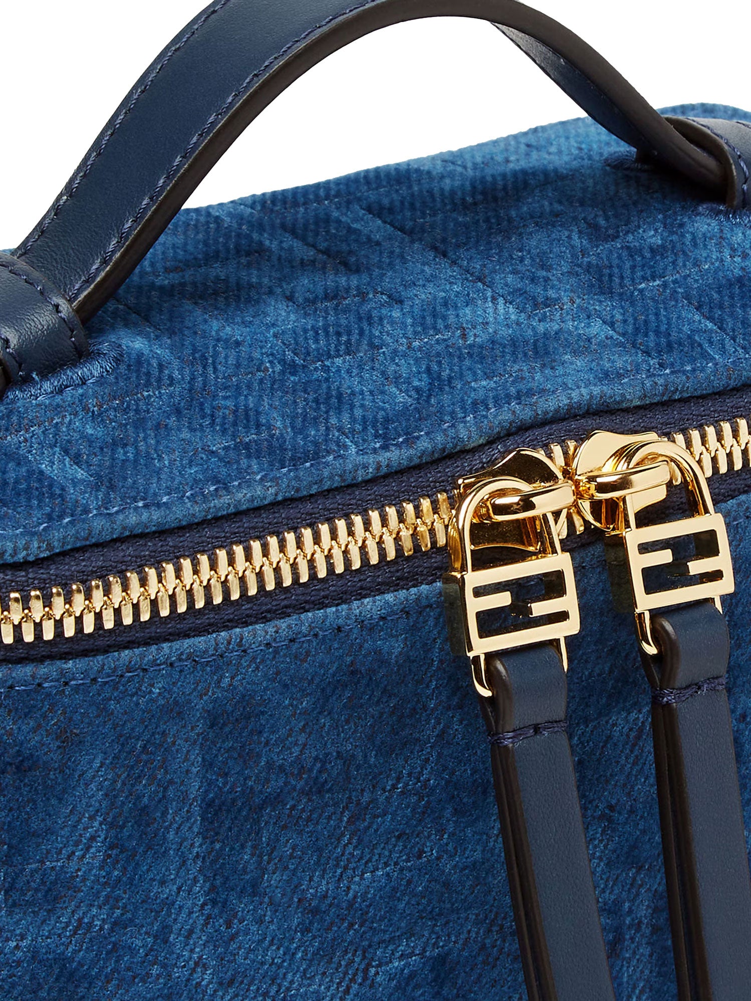 Fendi Bags Blu Abisso Tessuto Jacquard Ff/pelle