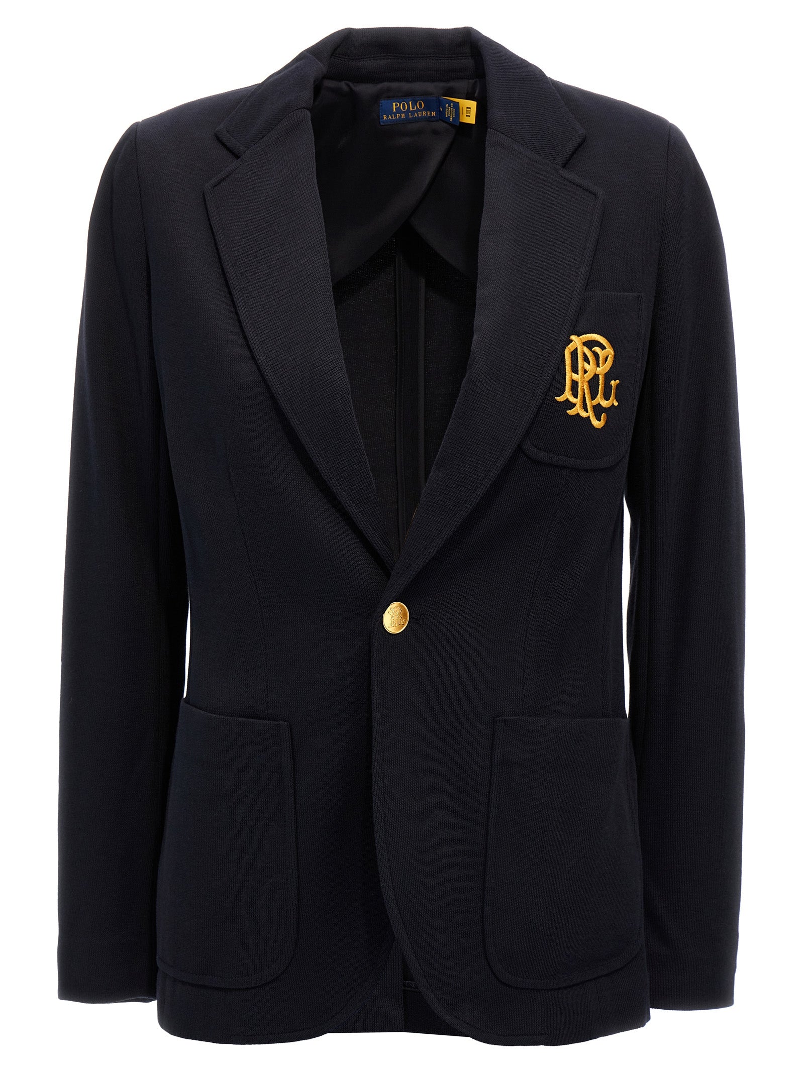Crest logo blazer Blue Cotton Viscose Blazer, Suits