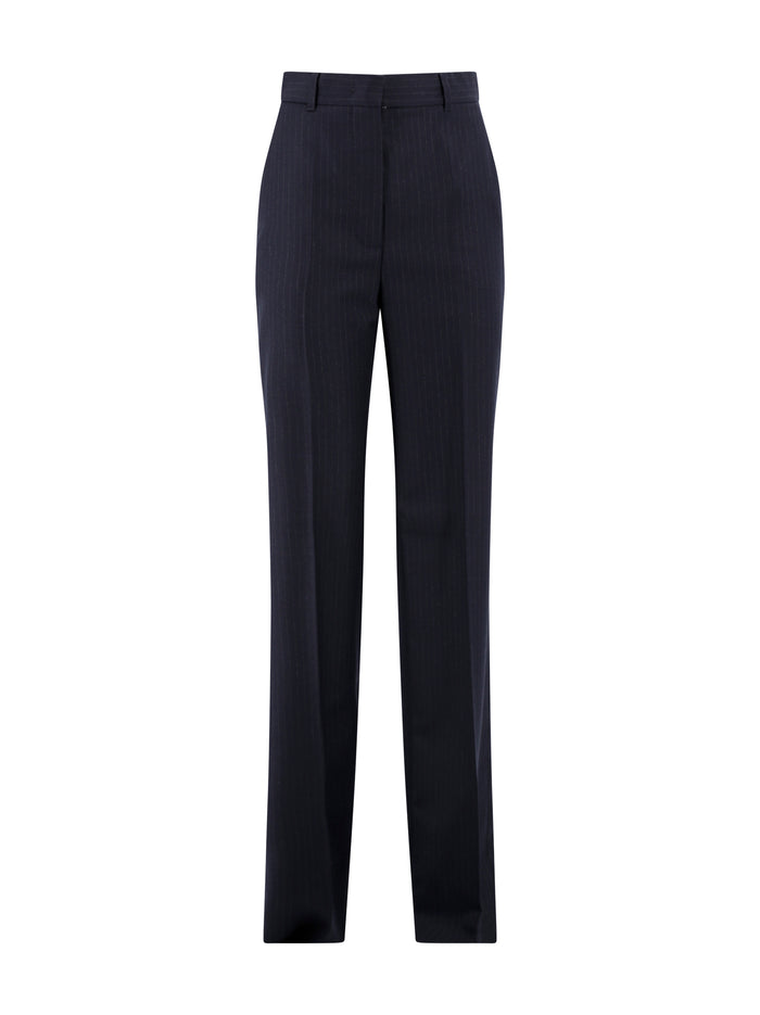 Max Mara Studio Trousers Blu Lana Vergine