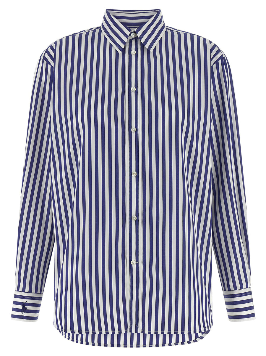 Polo Ralph Lauren Striped Cotton Poplin Shirt — Navy