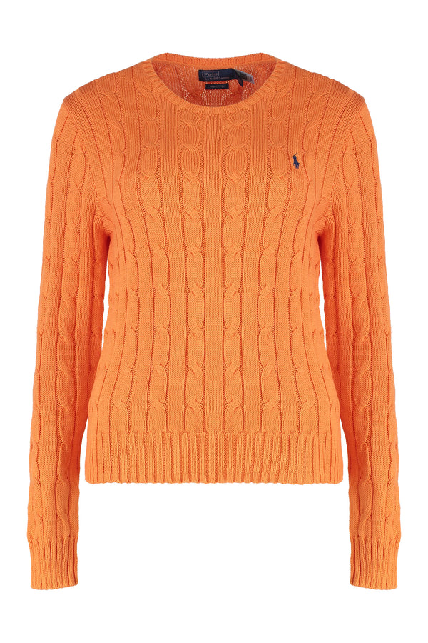 Cable Knit Sweater Orange Cotton