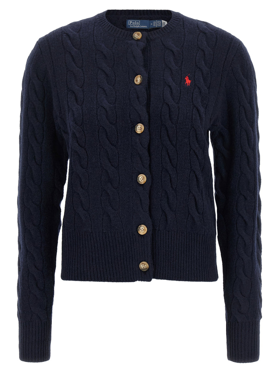 Polo Ralph Lauren Cable-Knit Wool-Cashmere Cardigan — Navy