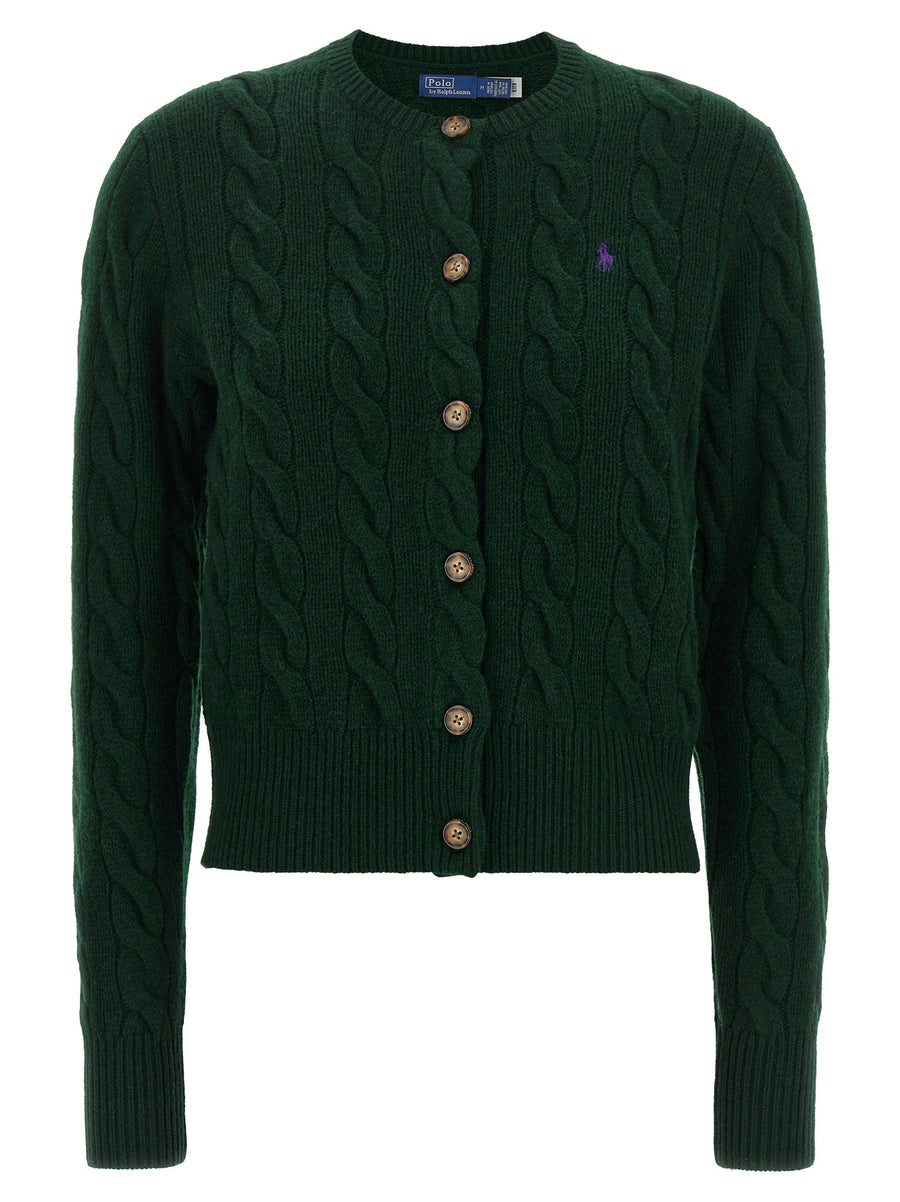 Polo Ralph Lauren Cable-Knit Wool-Cashmere Cardigan — Forest Green