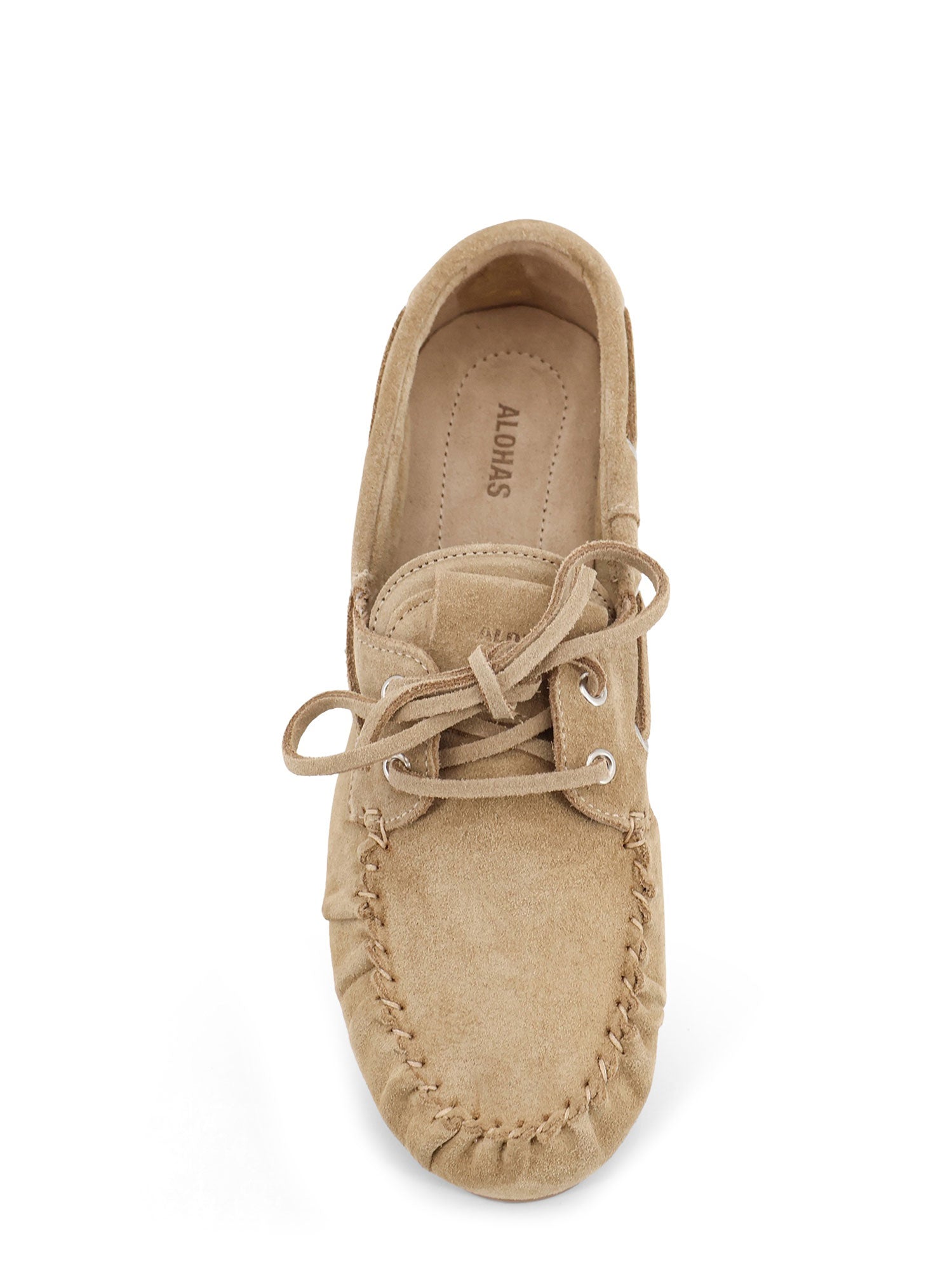 Alohas Flat Shoes Beige Suede