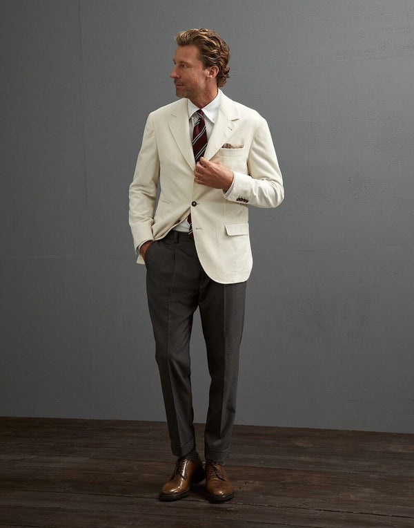 Brunello Cucinelli Mens Off White Cotton Blazer Neutrals Clothing
