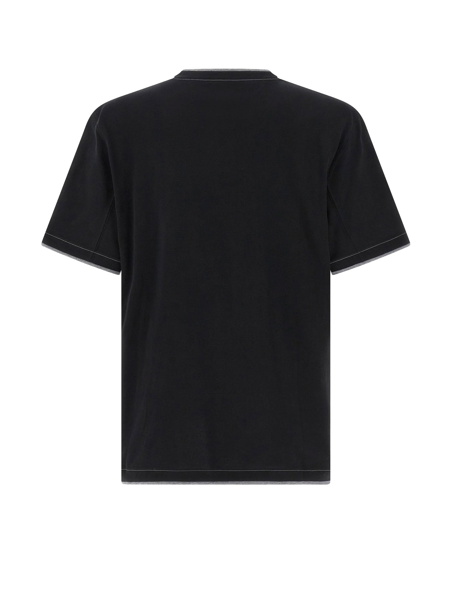 Brunello Cucinelli T-Shirts And Polos Nero Grigio Medio Cotone
