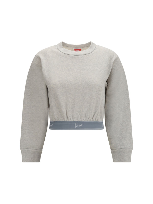Sweatshirt Cropped Pale Grey Cotton Sweatshirts