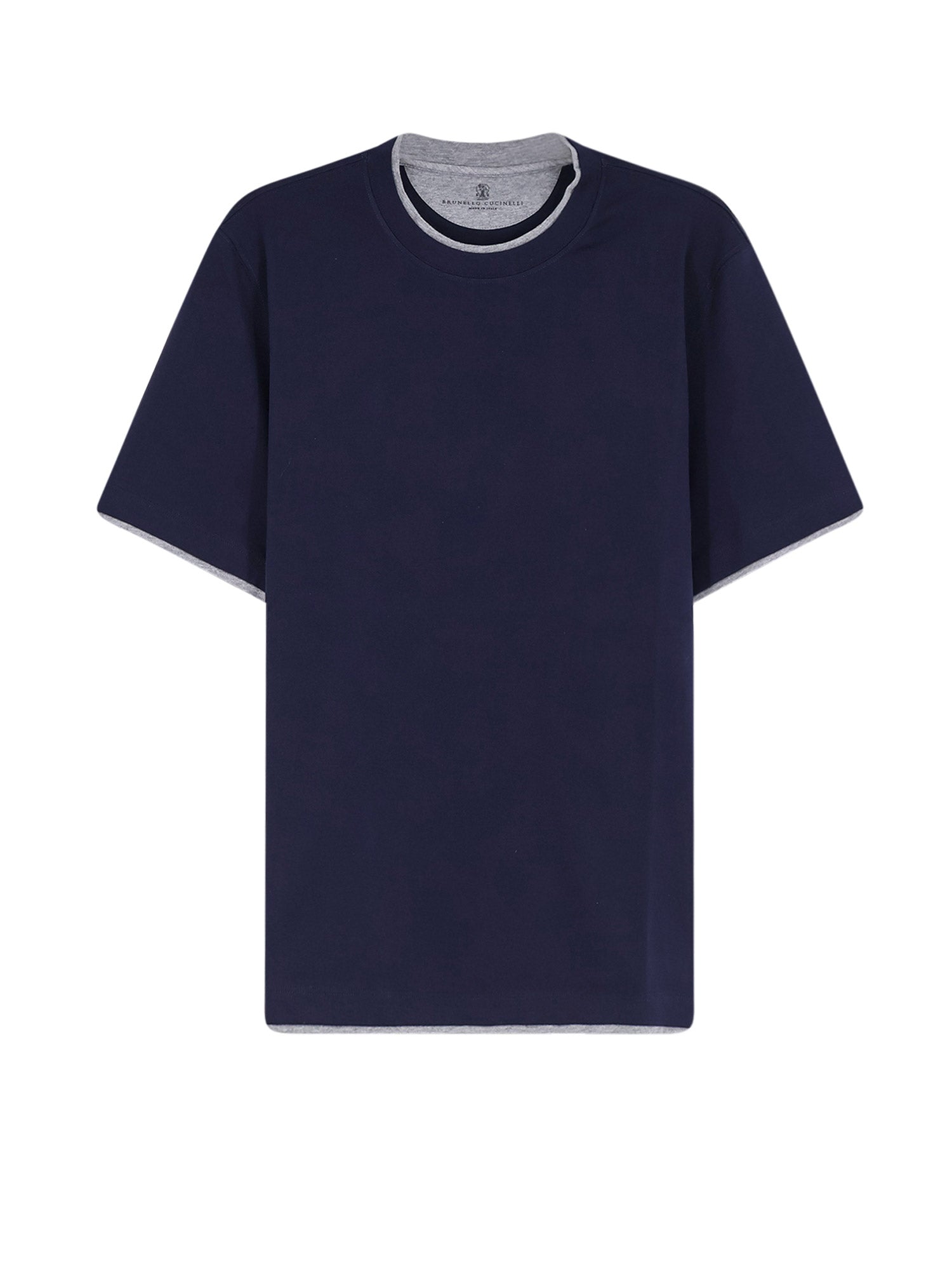 Brunello Cucinelli T-Shirts And Polos Cobaltogrigiomedio Cotone