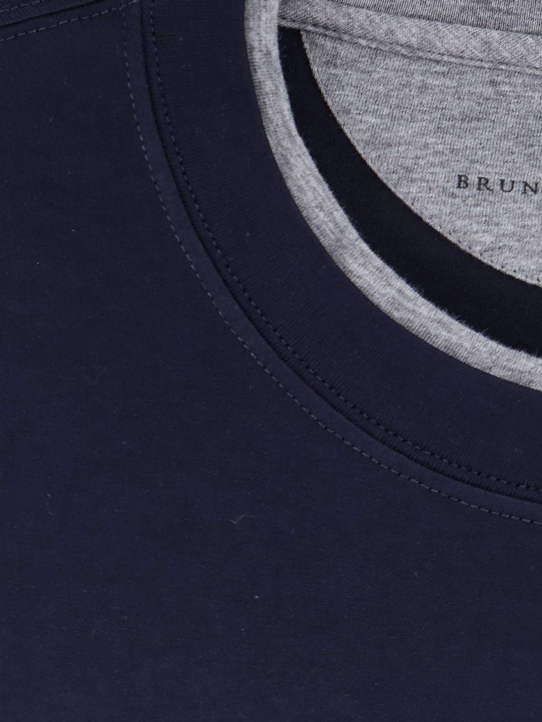 Brunello Cucinelli T-Shirts And Polos Cobaltogrigiomedio Cotone