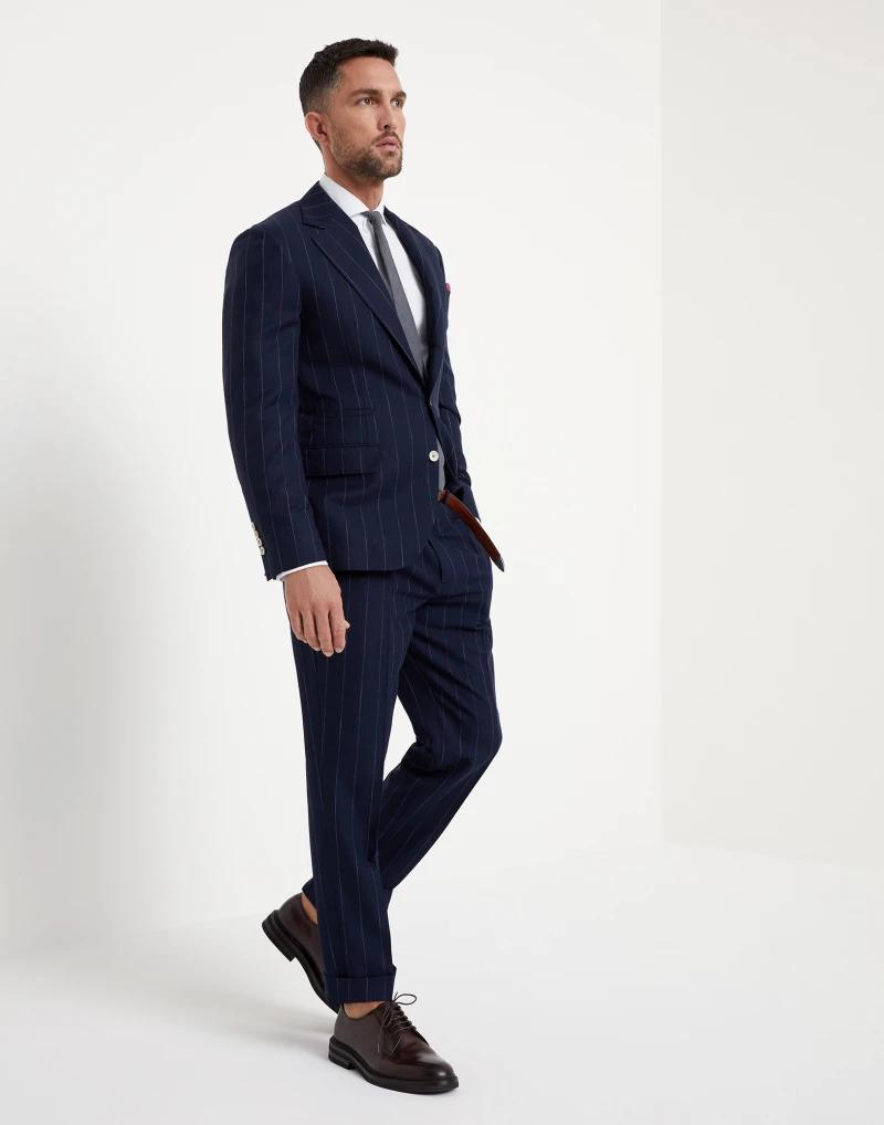 Brunello Cucinelli Mens Dark Blue Wool Suit