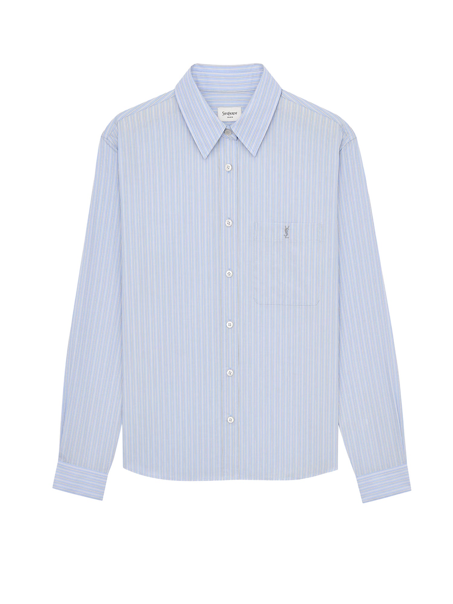 Saint Laurent Shirts Bleu/gris Cotone