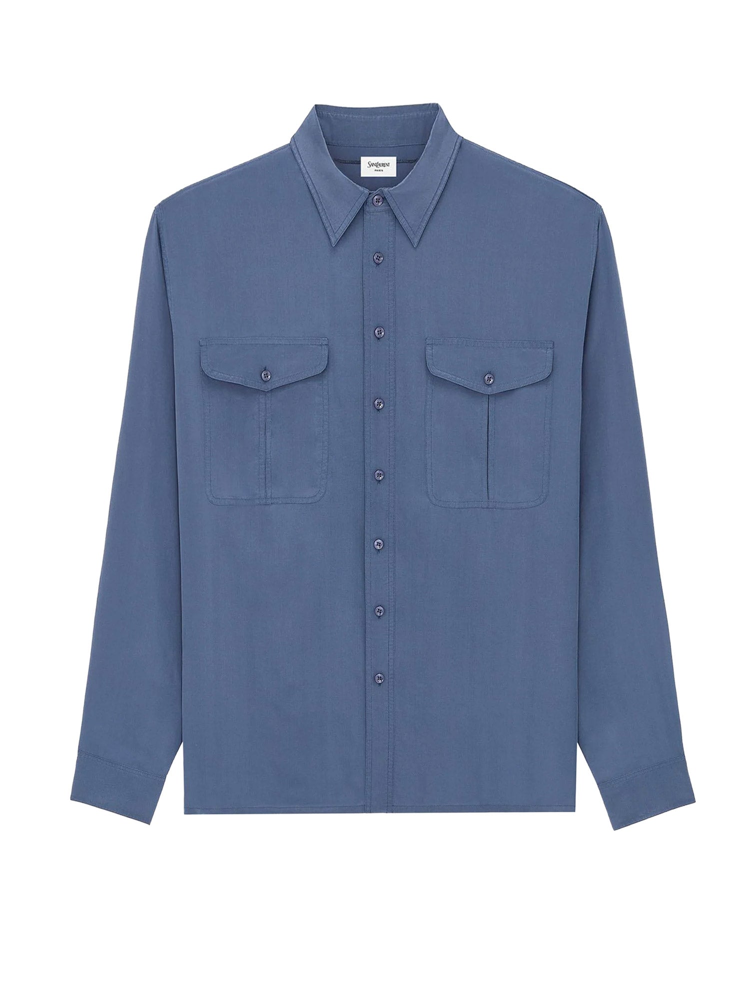 Saint Laurent Shirts Bleu Acier Viscosa Seta