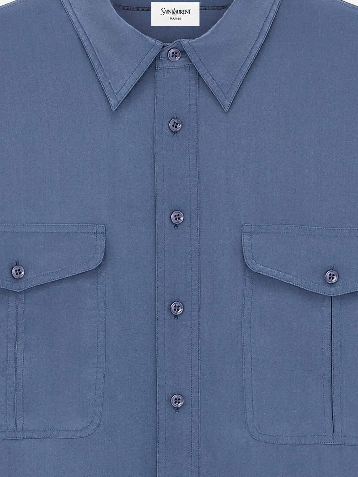 Saint Laurent Shirts Bleu Acier Viscosa Seta