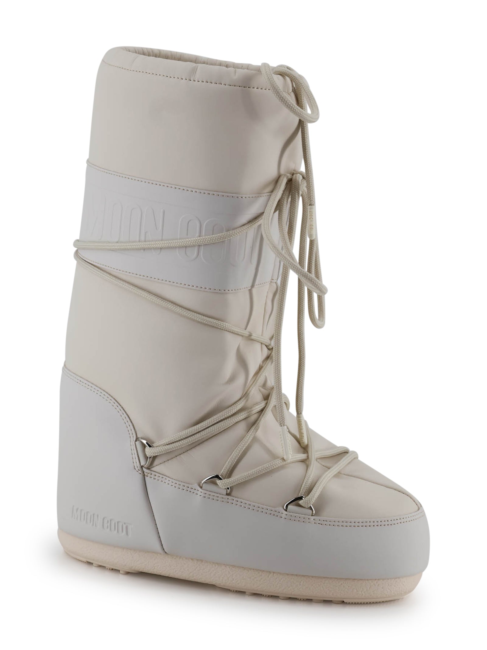 Moon Boot Flat Shoes Cream Poliestere