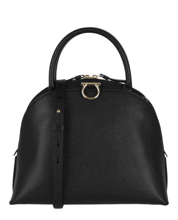 Ferragamo Leather top handle bag in black