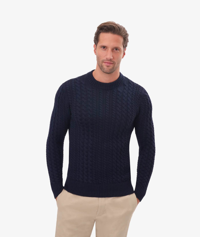 Cable Knit Sweater Col Du Pillon Brown Maglieria Dis/lav Pesante