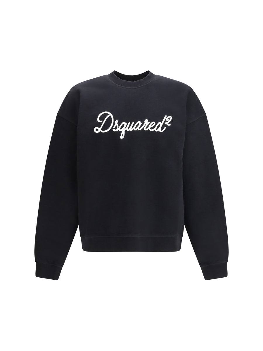 Crewneck Sweatshirt Black Cotton Sweatshirts