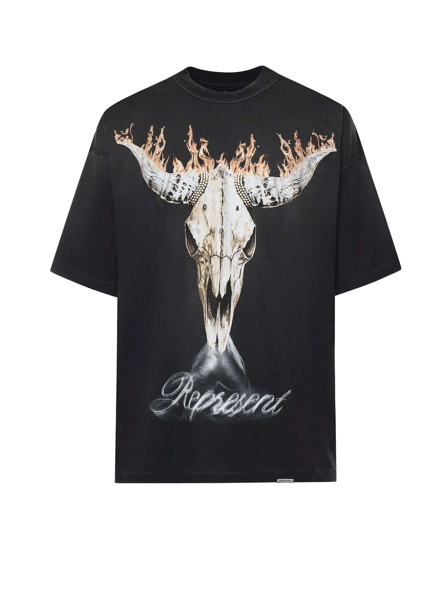 Represent T-shirts and Polos Stained Black Cotone Organico