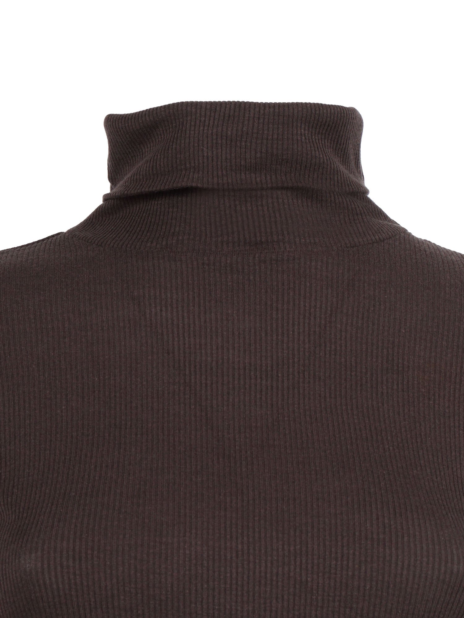 Long sleeve round neck T-shirt Brown Lyocel Cotton Sleeves