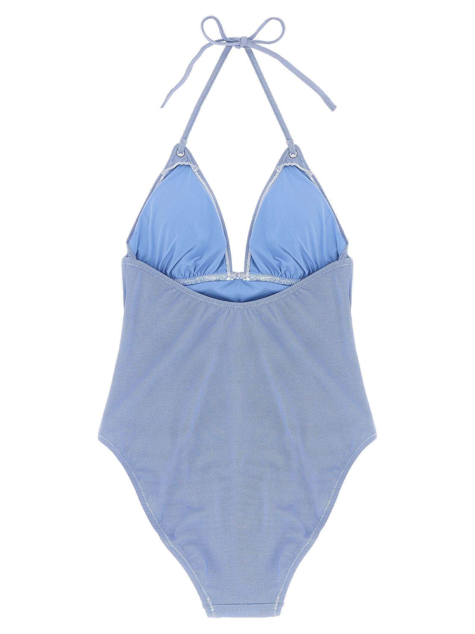 Polo One-Piece Swimsuit Light Blue Nylon Polyester Elastane Beachwear