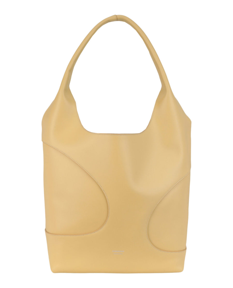 Ferragamo Calfskin Leather & Suede hobo bag in yellow