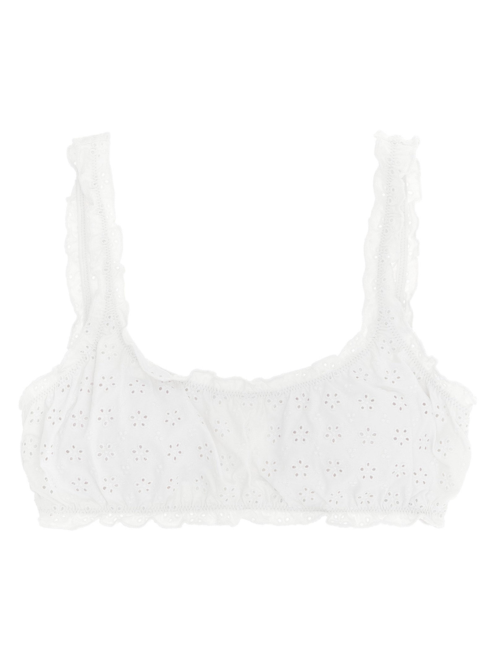 Broderie Bikini Top White Nylon Beachwear