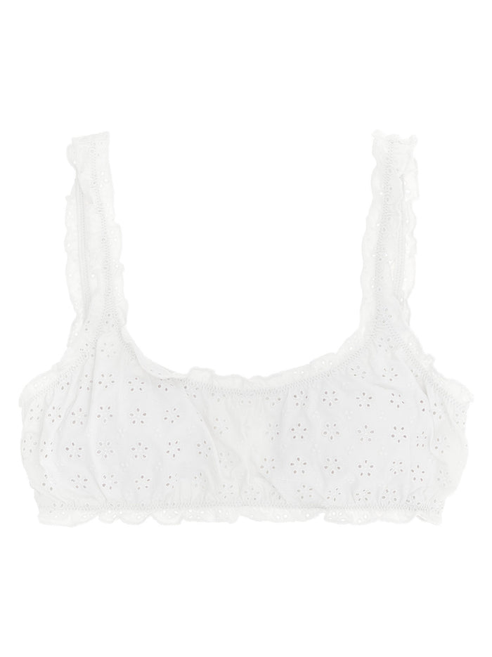 Broderie Bikini Top White Nylon Beachwear