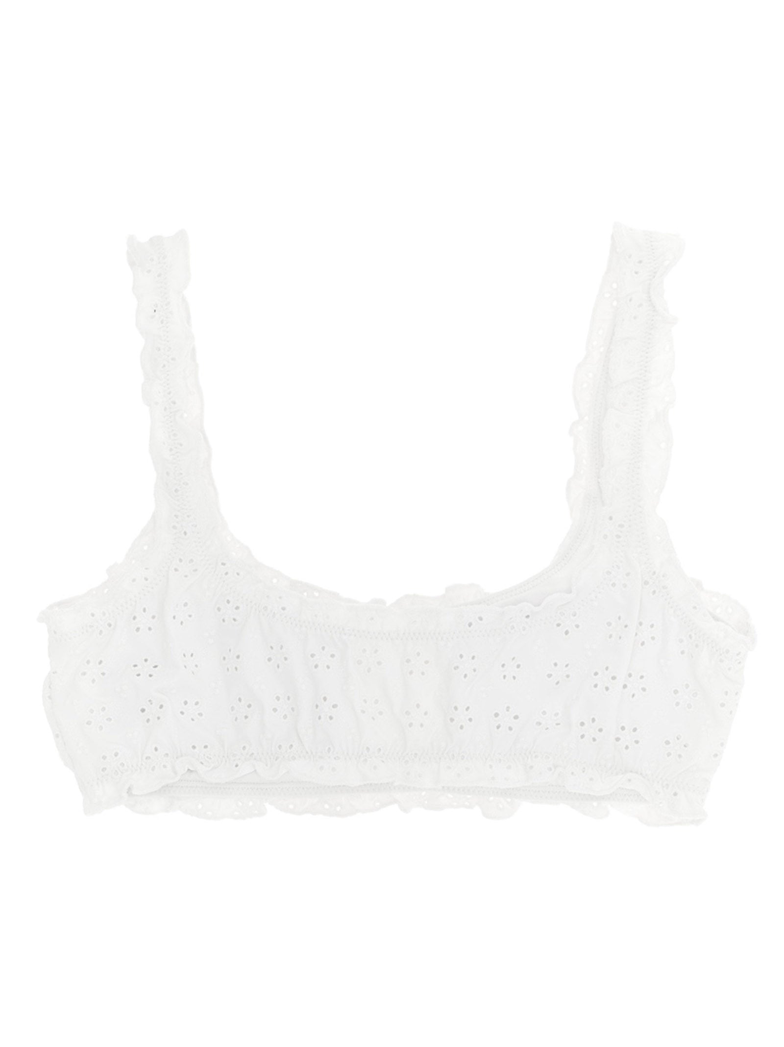 Broderie Bikini Top White Nylon Beachwear