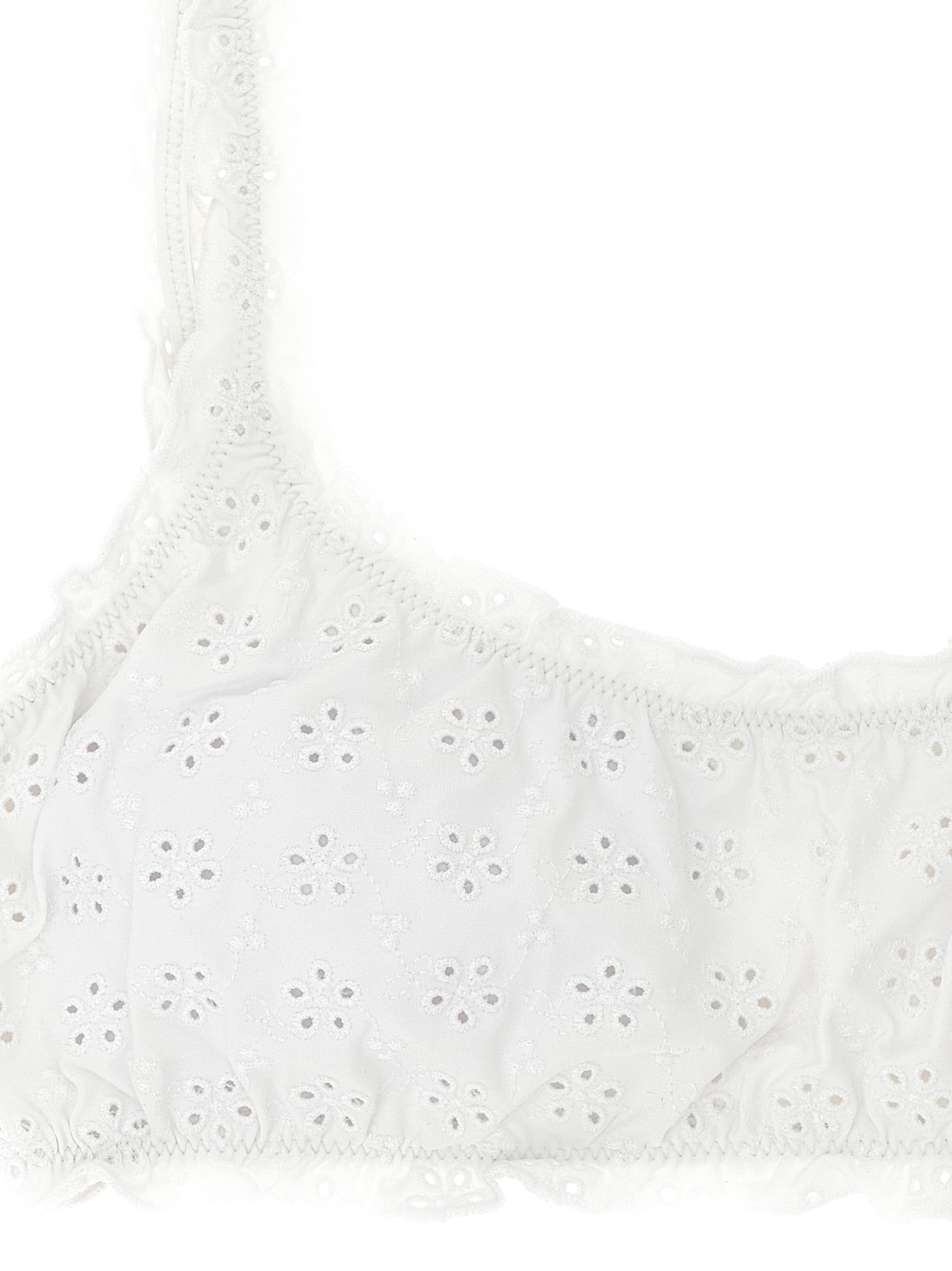 Broderie Bikini Top White Nylon Beachwear