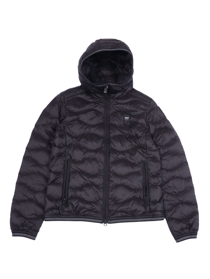 Down Jacket Black Polyamide Short Puffer