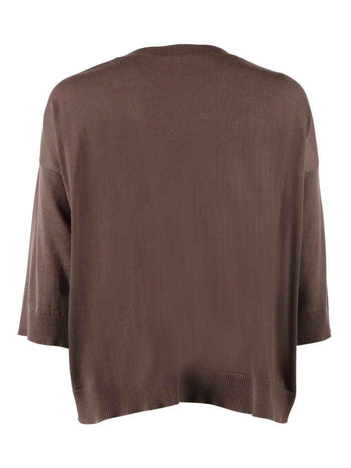 KNITTED SWEATER Brown Acetate Silk Elastane Crewneck