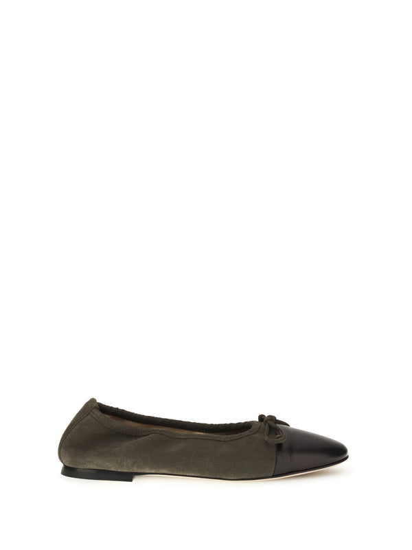 Dear Frances 100% Calf Leather Bos Taurus ballet flat in khaki