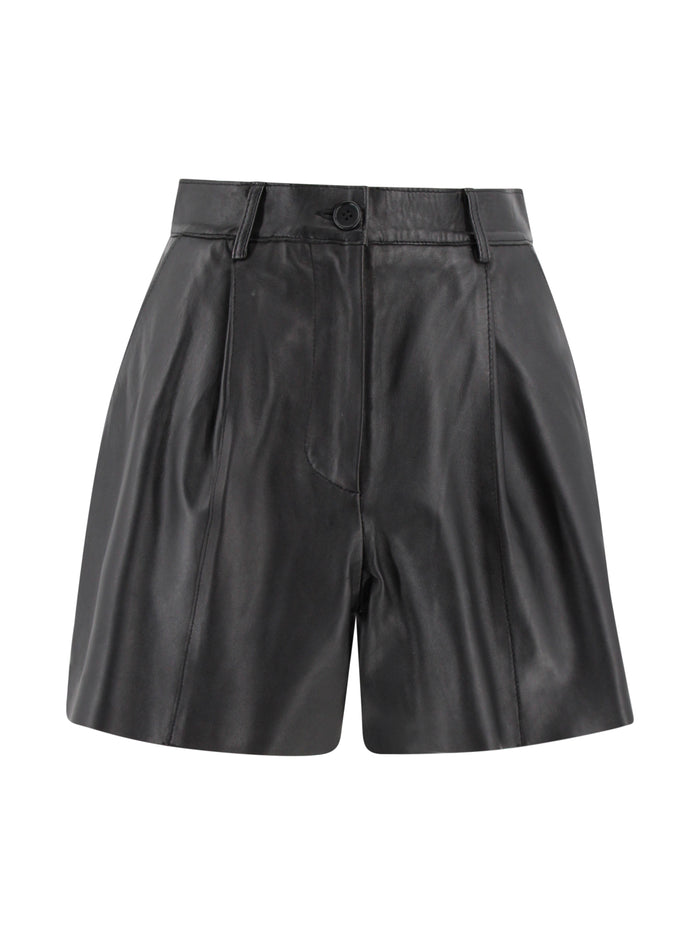 Parosh Shorts Nero Lamb Leather