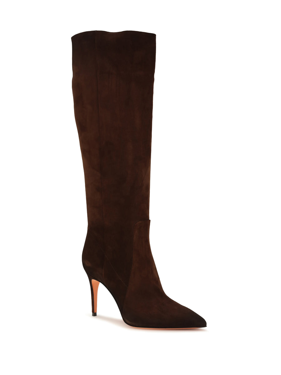 Boots Pointed High Brown Calf Leather