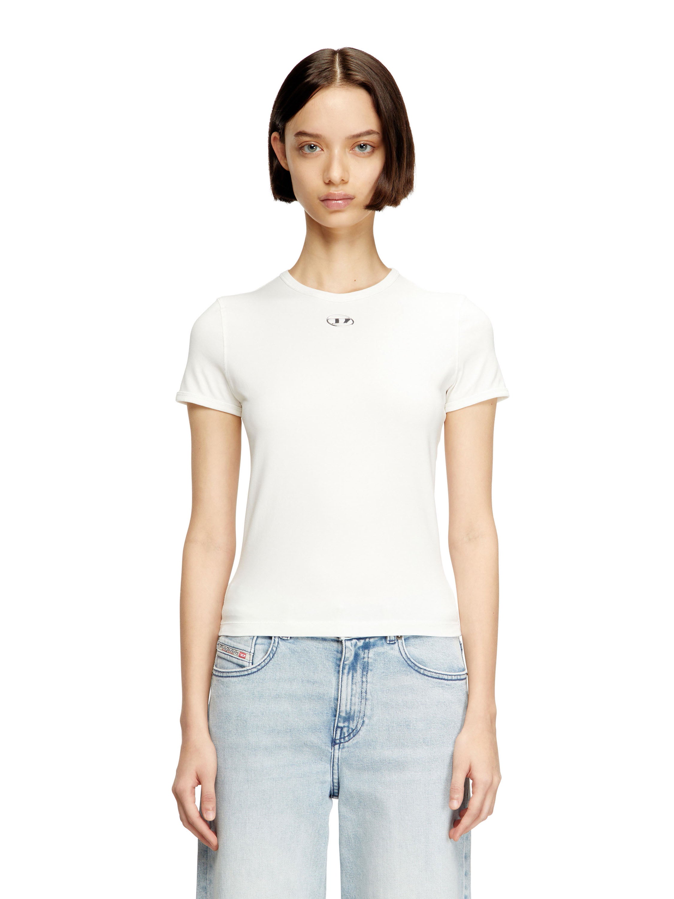Diesel T-shirts and Polos White Cotone Elastan