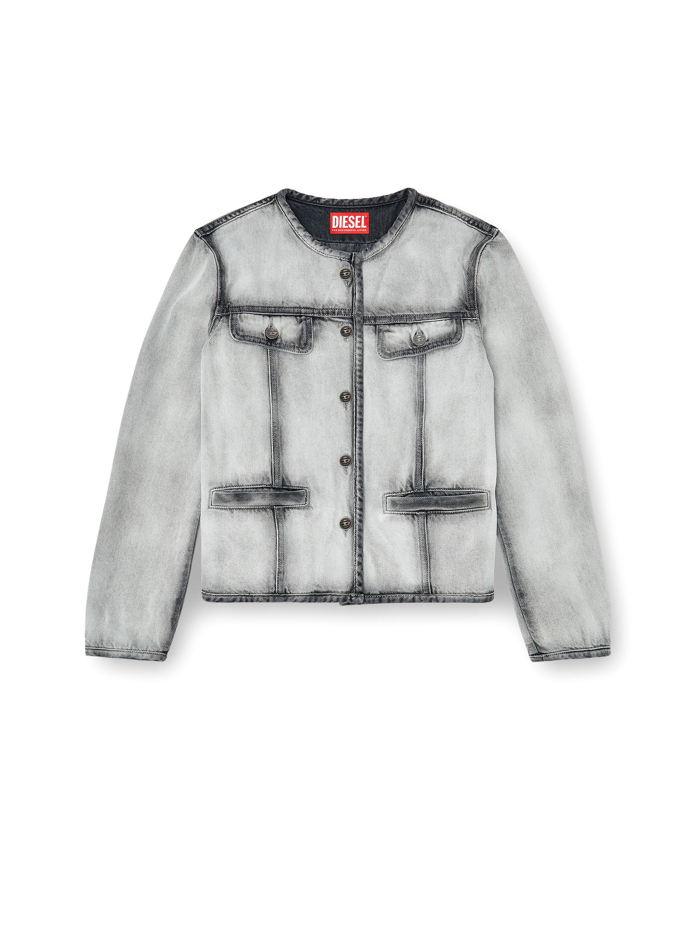Diesel Jackets Black Denim Cotone Lyocell