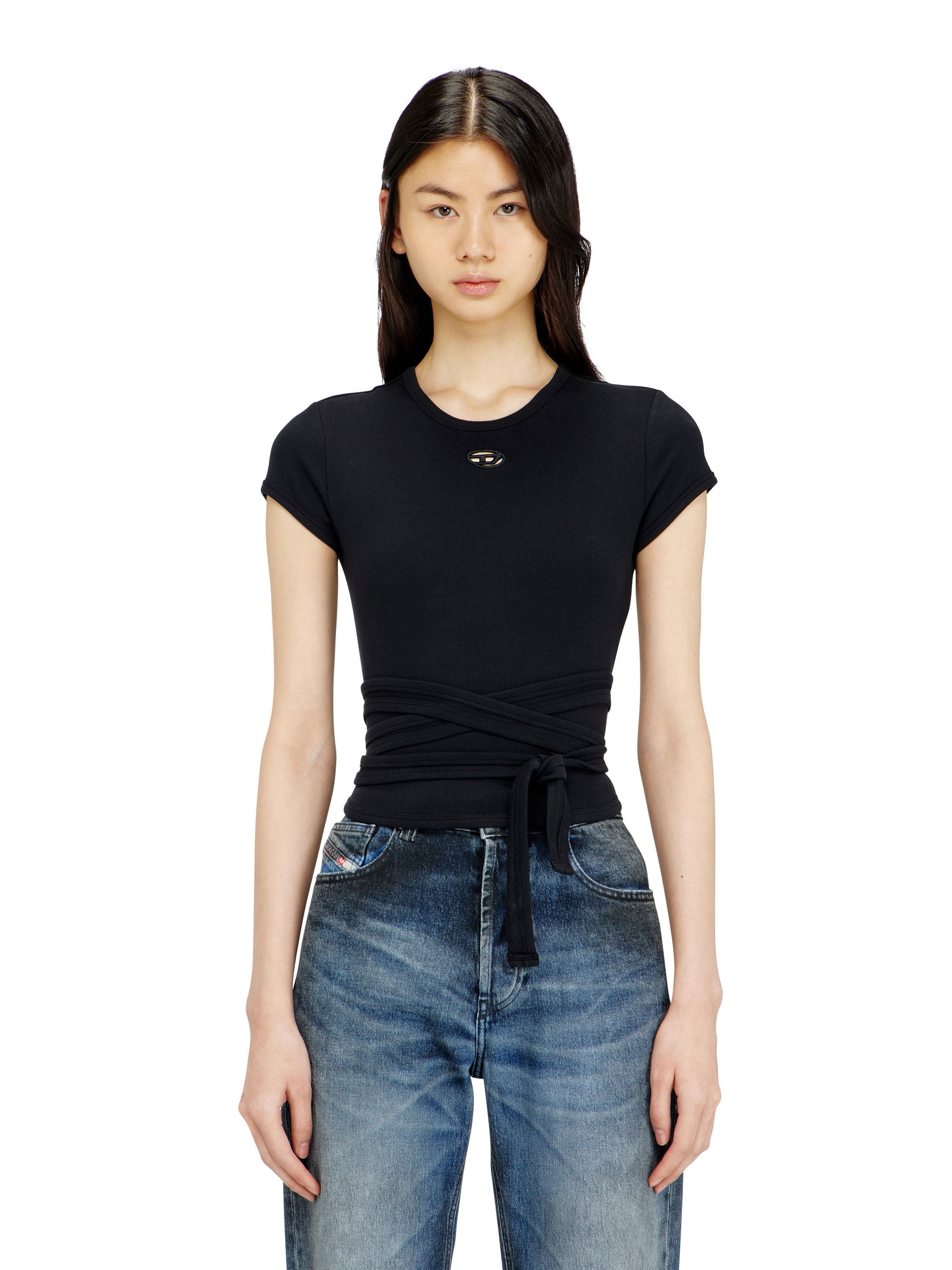 Diesel T-shirts and Polos Black Cotone Elastan