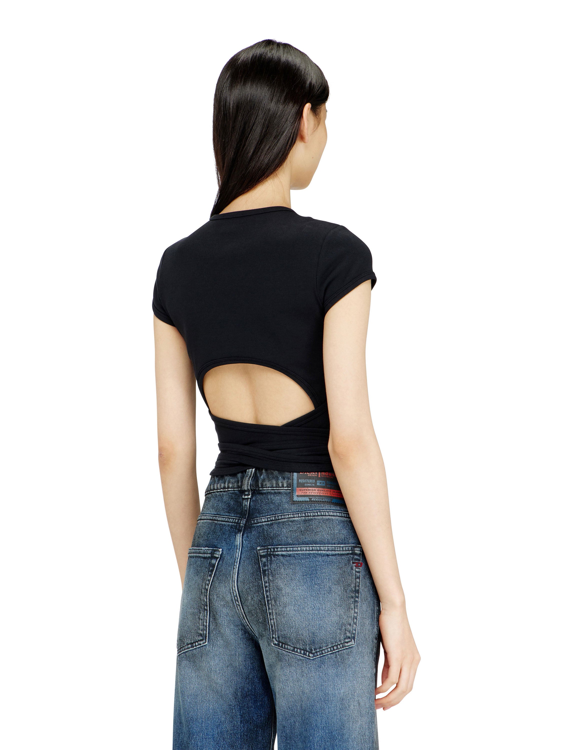 Diesel T-shirts and Polos Black Cotone Elastan