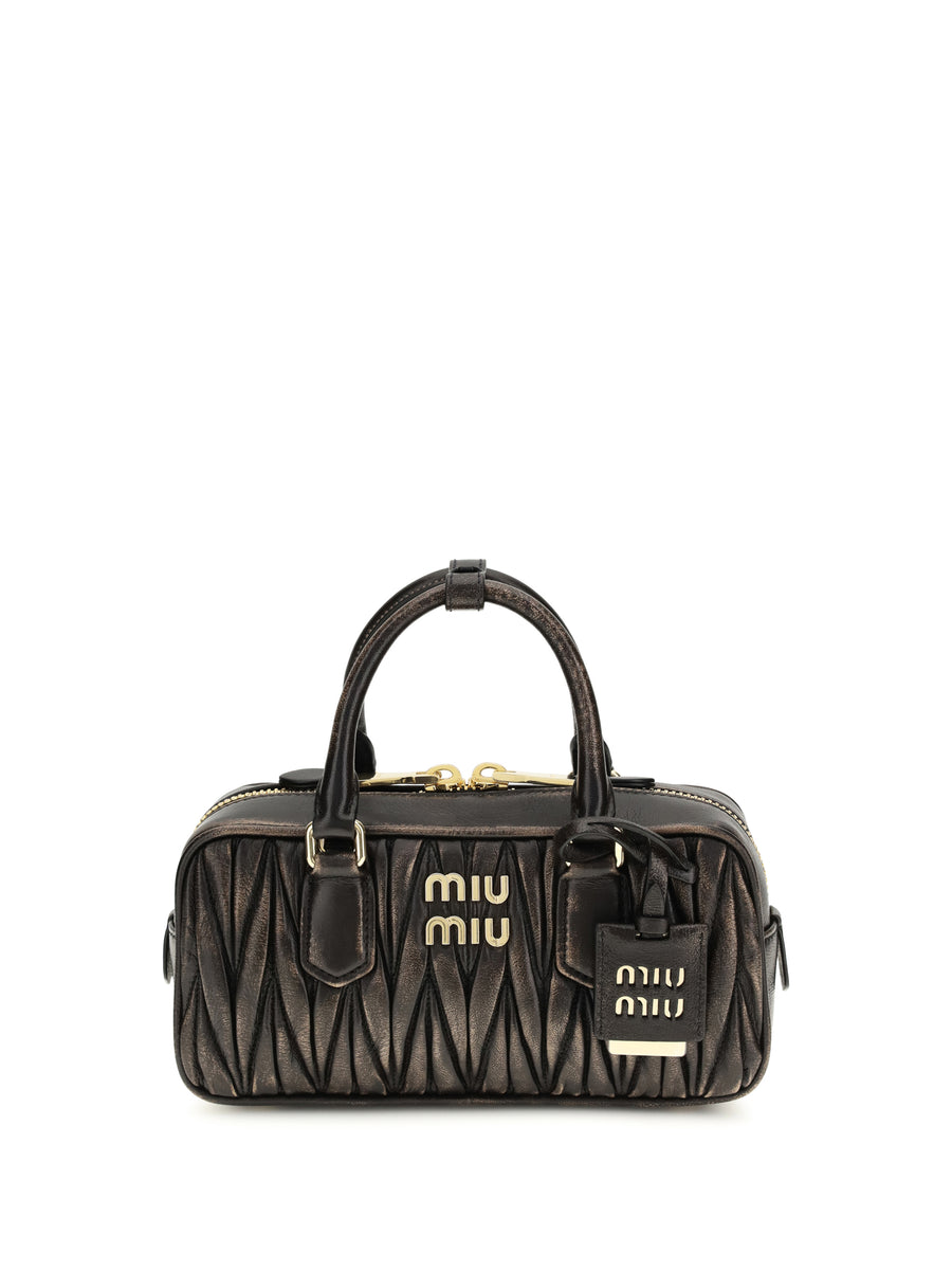 Handbag Arcadie Quilted Nappa Leather Coffee Lamb Handbags