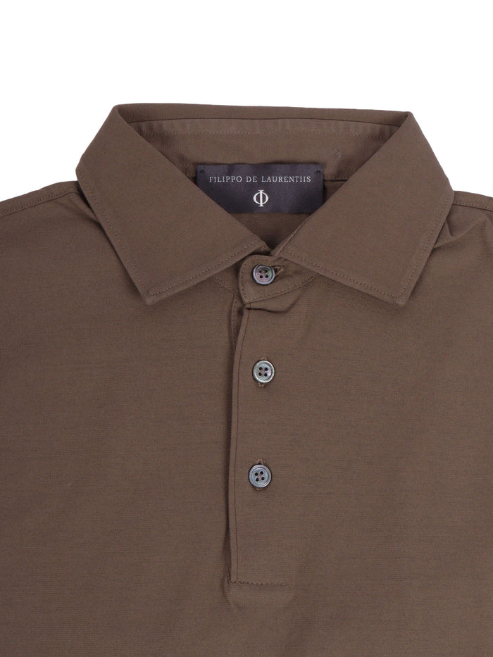 Short Sleeve Polo Tortora Cotton Sleeves