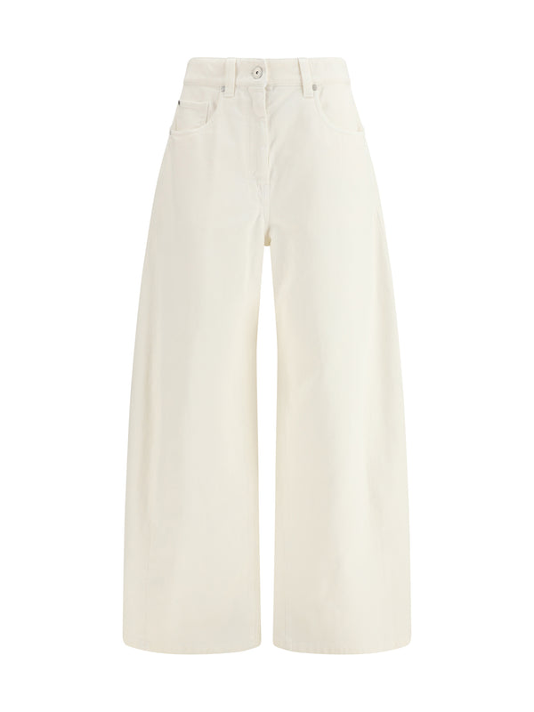 Brunello Cucinelli 100% cotton trousers in white
